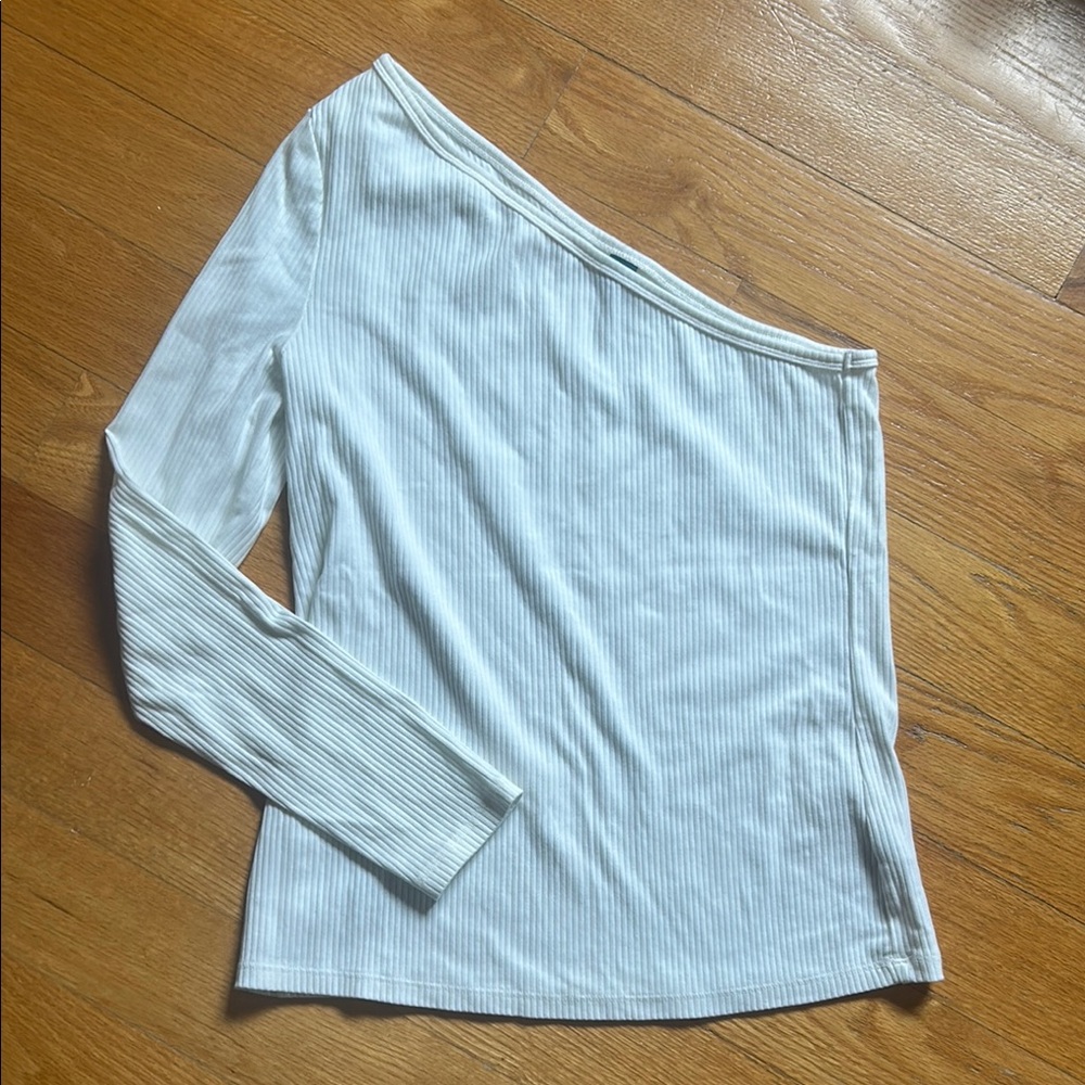 Ribbed White Off-Shoulder Top